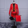 (Jacket+Pants) Red Singer Stage Show Host Ceremonies Tuxedo 2018 Classic Wedding Mens Suits With Pants Men Tailcoat