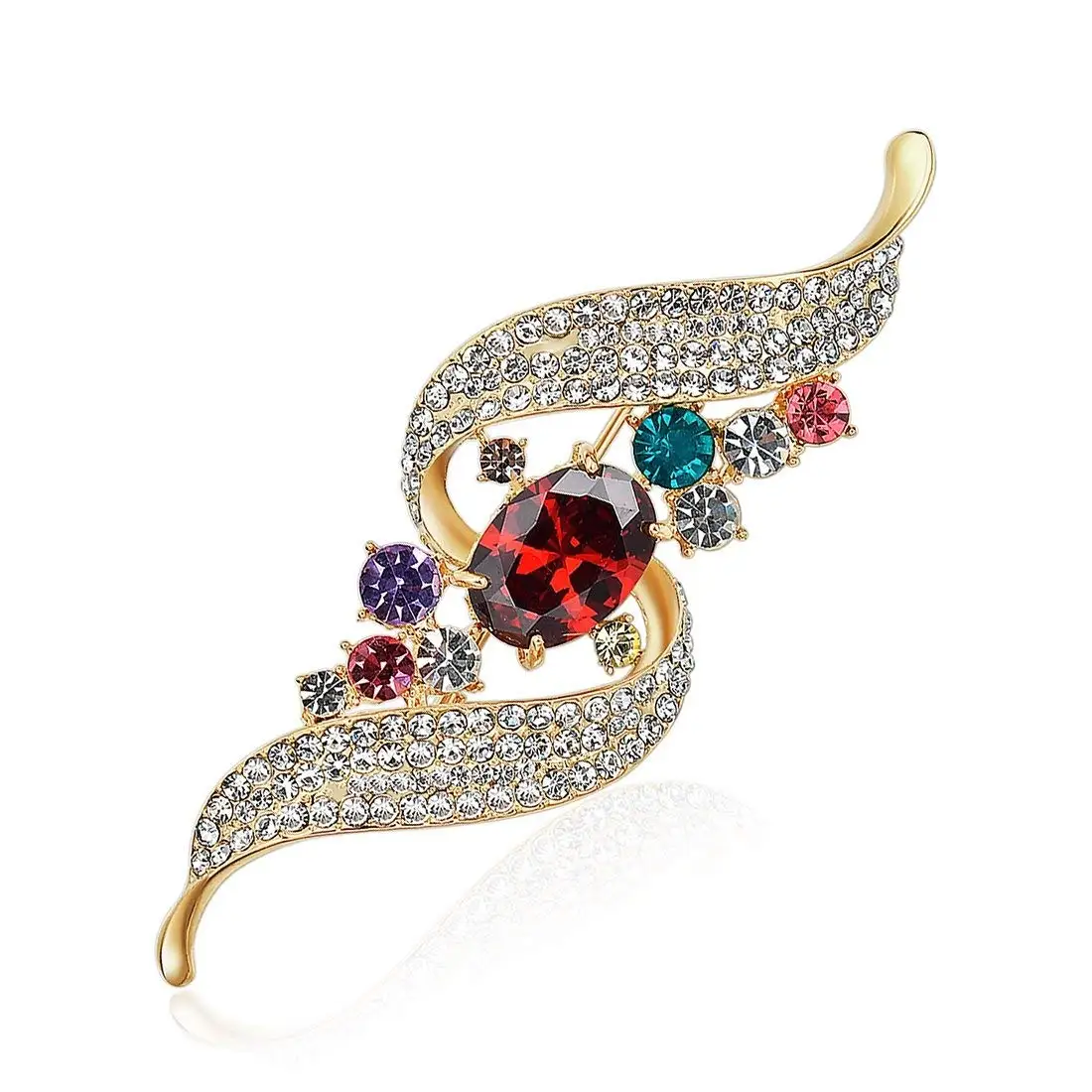 Designs Personalized Decorative Luxury Rhinestone Brooch Leaves Multicolor Retro Brooches Wholesale Jewelry Gift-in Brooches