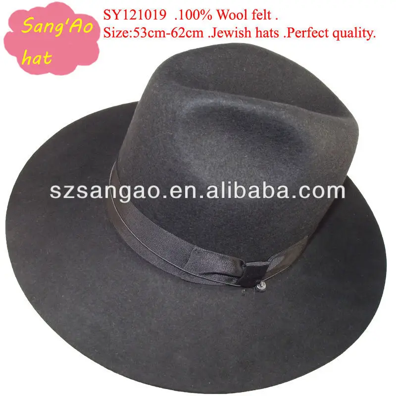 Wholesale Large Fashion Felt Jewish Black Hat Men Borsalino - Buy ...