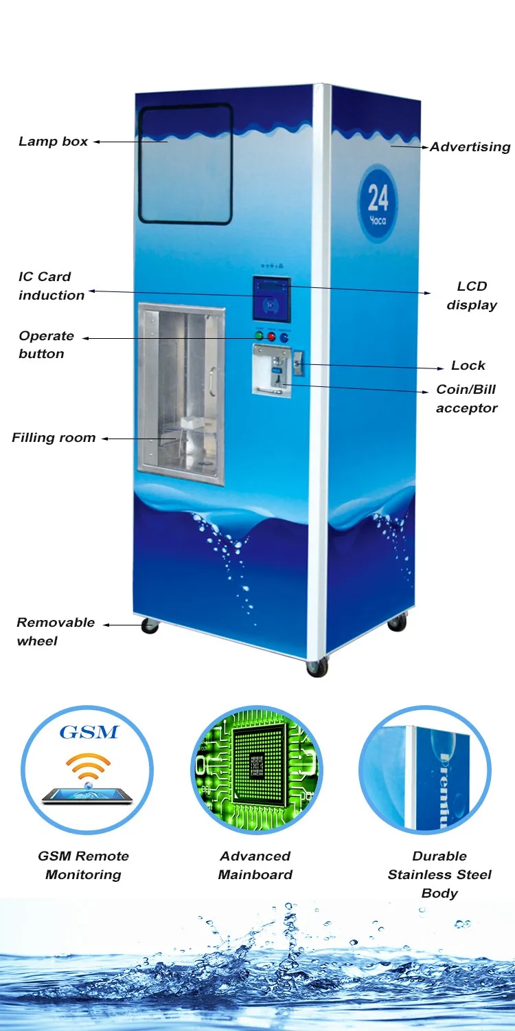 Automatic Self Service Ro Purified Water Vending Kiosk Machines Price