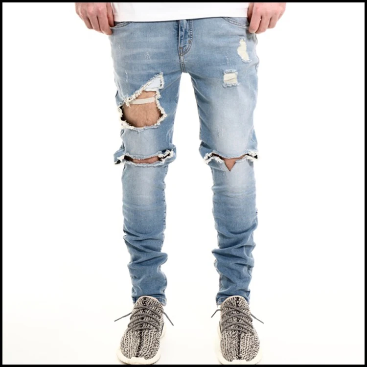 Custom Washed Blue Men Ripped Skinny Jeans Denim Jeans - Buy Jeans ...