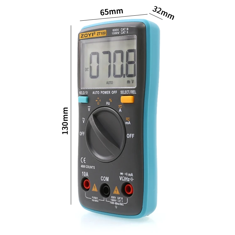 Palm Size Pocket True Rms Multi Tester Zt102 6000 Counts Digital 