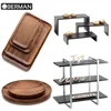 Guangzhou berman buffet equipment restaurant wood display cases commercial kitchen tray rack for sale