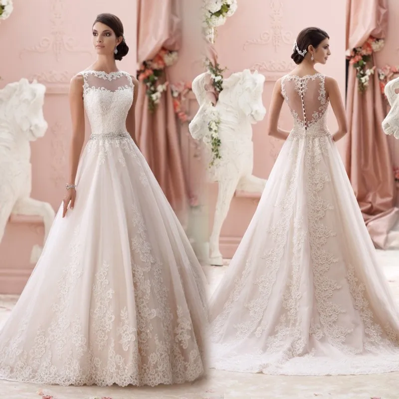 High Quality Elegant See Through Back Vintage  Wedding  