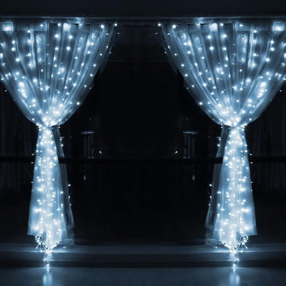 Fairy 3*3M LED Warm White Window Curtain String Light  Wedding Party  Garden Bedroom  Lving Room Outdoor Indoor Decoration Light