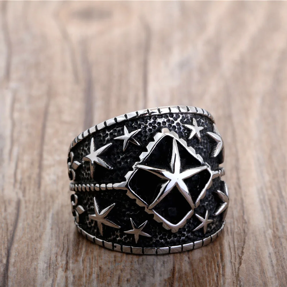 Unique Square Gear Man Ring Party Jewelry Punk Vintage Silver Rings for Men