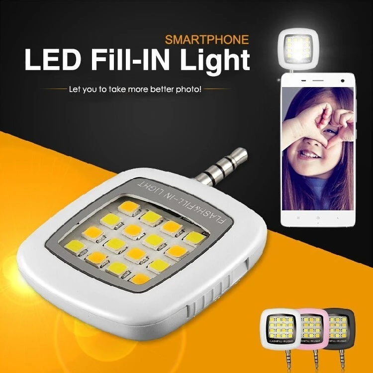 Small 16 LED Spotlight smartphone flashing led lights for iPhone and Android Devices,External Flash Fill Light Selfie