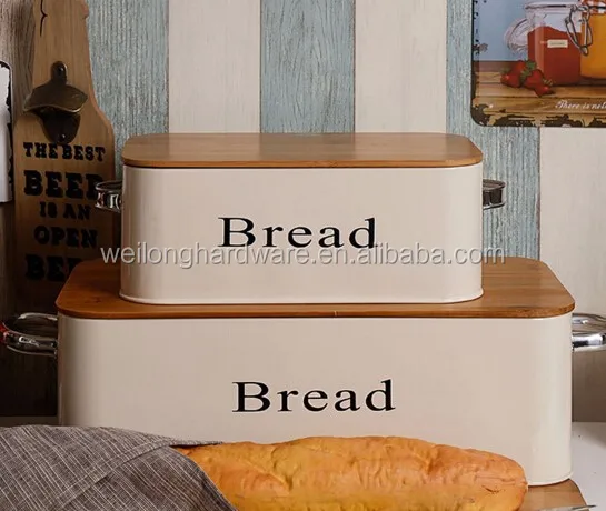 Cucina in metallo coperchio di legno pane bin verniciatura a polvere ... Verniciare cucina in legno
