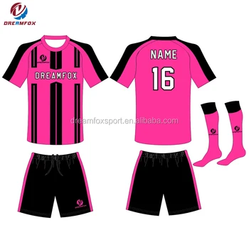 black and pink soccer jerseys