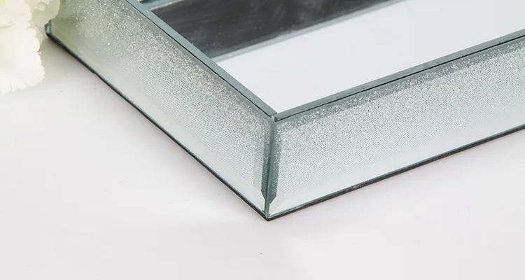 实心玻璃镜子闪光托盘首饰展示家居装饰首饰盒