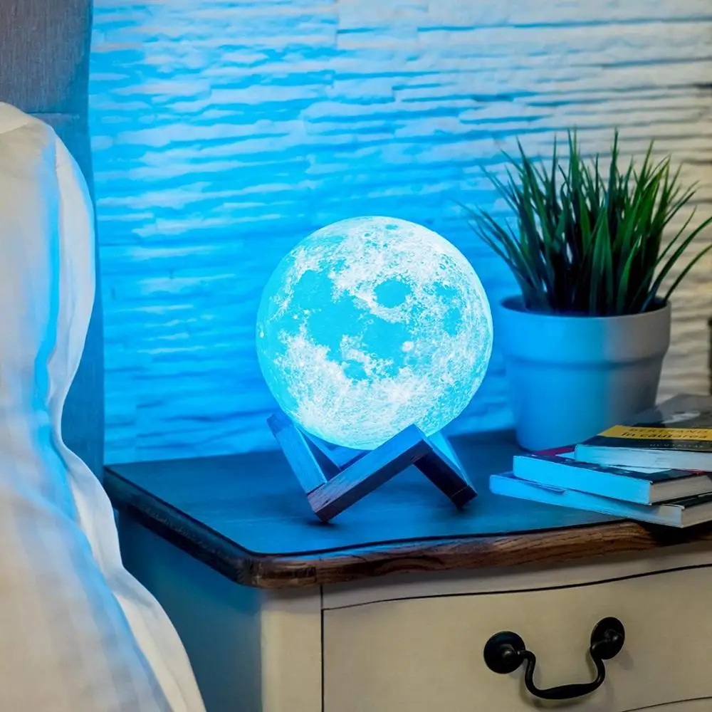 Factory wholesale cheap 16 Colors Change 3D Print Moon Lamp 15cm 18cm 20 cm 22 cm 10cm 8cm night light for Christmas Best Gift