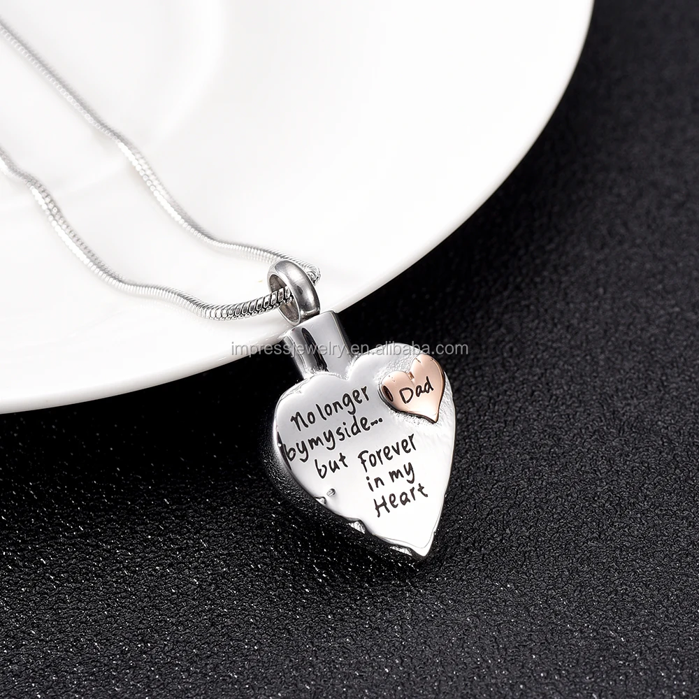 Dad Father Keepsake Heart Cremation Urn Pendant Ashes Necklace Funeral Memorial. 