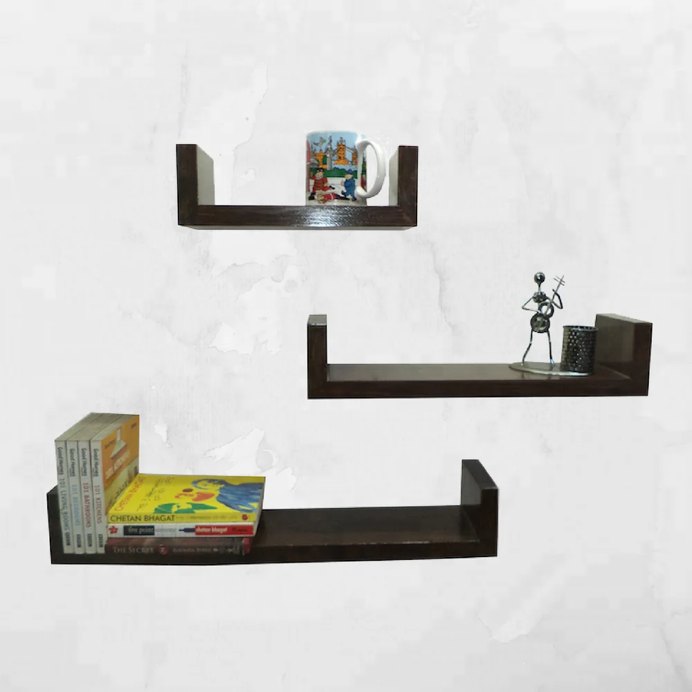 Square Shaped Wooden Hanging Floating Cube Wall Shelf For Home