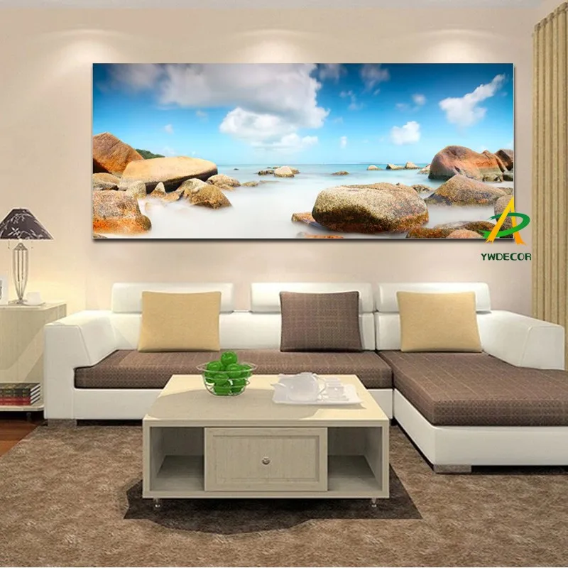 Digitale Leinwand Meer Und Blauer Himmel Stein Landschaft