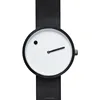 Top brand dot and line creative watch minimal design round case fashion students watch soft leather belt hand clock