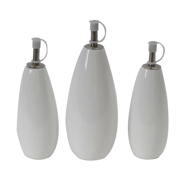 Made in china houseware kitchen white olive oil bottle porcelain oil dispenser