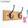Bamboo board bathroom double towel robe hook , black the bath hook hanger wall mounted coat rack