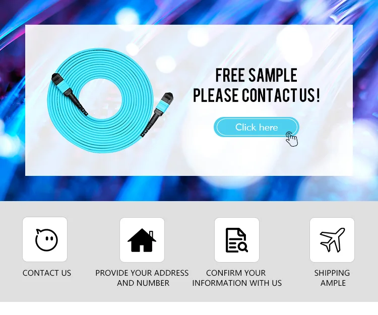 MPO om3 multimode simplex aqua 1m fiber optic patch cord