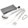 Titanium hanging Cutlery set Spoon Fork Knife Outdoor Camping Titanium Ultralight flatware set for sale