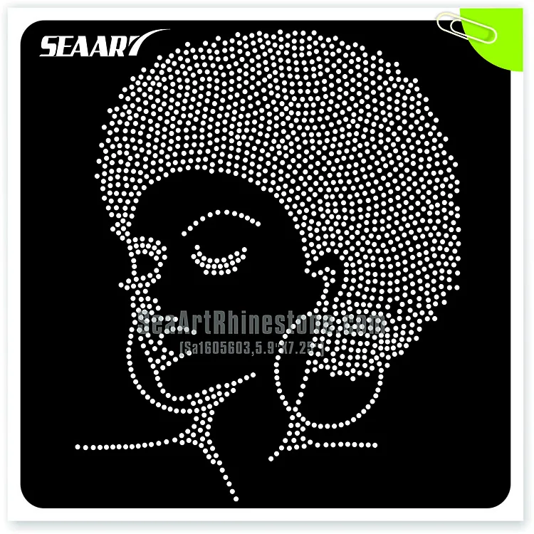 Afro Woman Design Wholesale Rhinestone Heat Transfers 