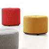 colorful fabric cover round pine wooden single cushion ottoman stool for bedroom