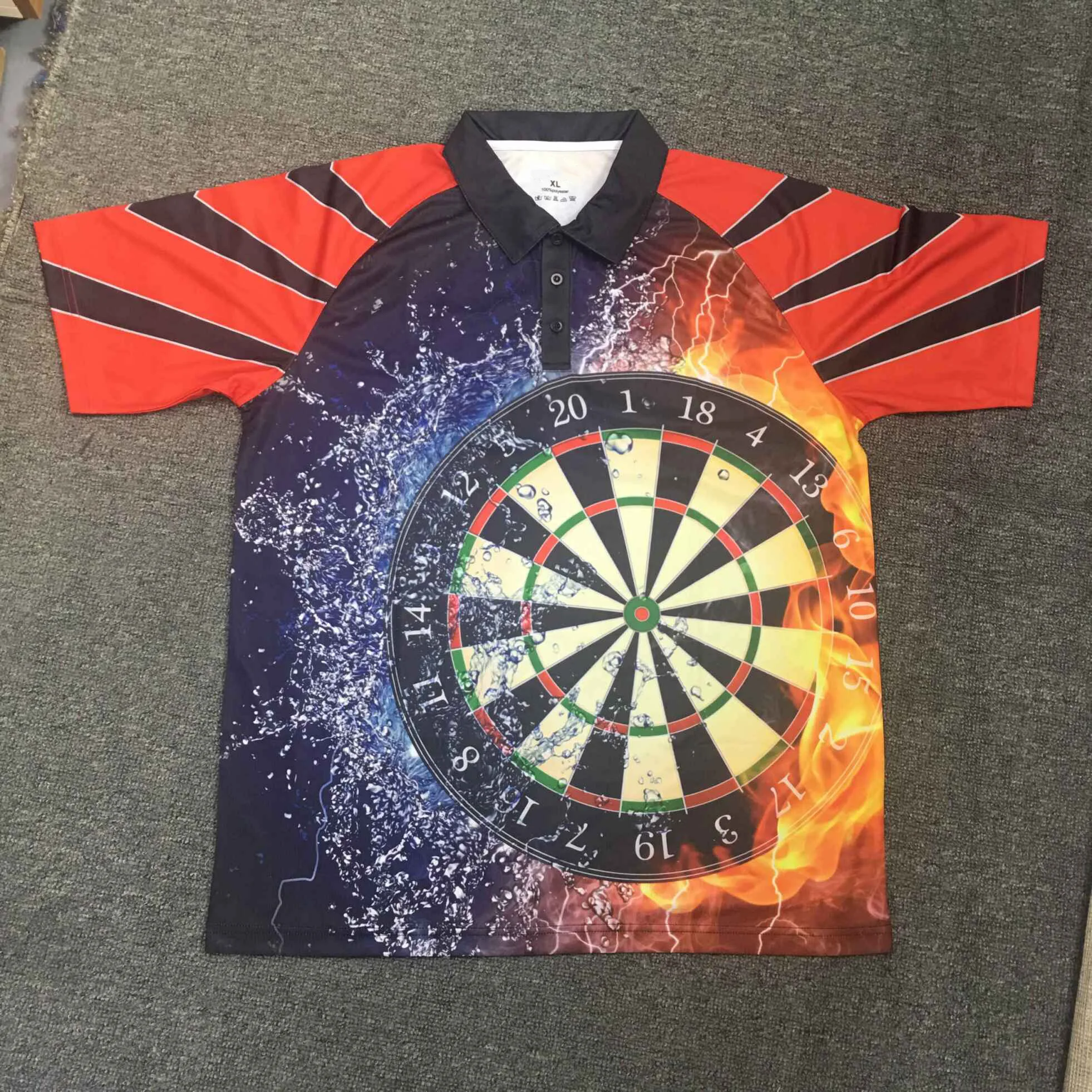 polyester darts shirt black with gold  trim SMALL