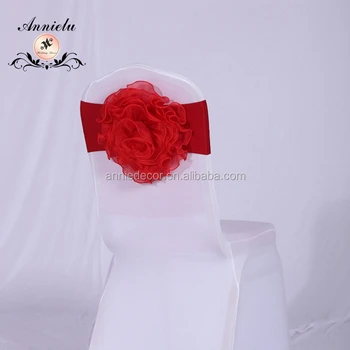 Wholesale Blush Organza Flower Wedding Chair Sash Spandex
