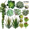 Pack of 14 Assorted Artificial Succulents leaf fence Picks Textured Aloe Faux Succulent Pick