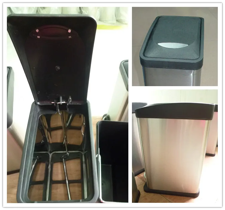 rectangular shape stainless steel recycling mirror pedal bin for
