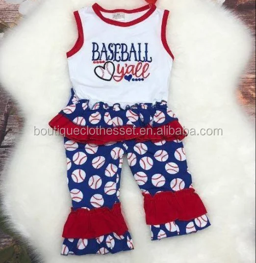 Newest Girls Baseball Outfit Boutique Little Girls Ruffle Baseball