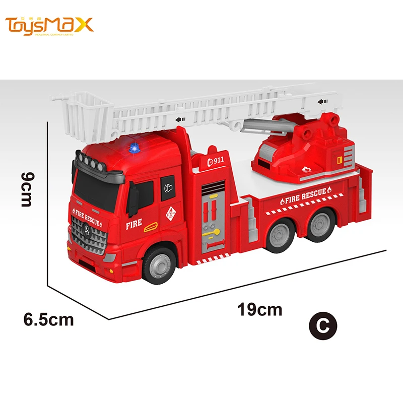 1:46 Scale 2019 New Popular Pull Back Alloy Fire Truck Toys Battery operated Die Cast Model Truck