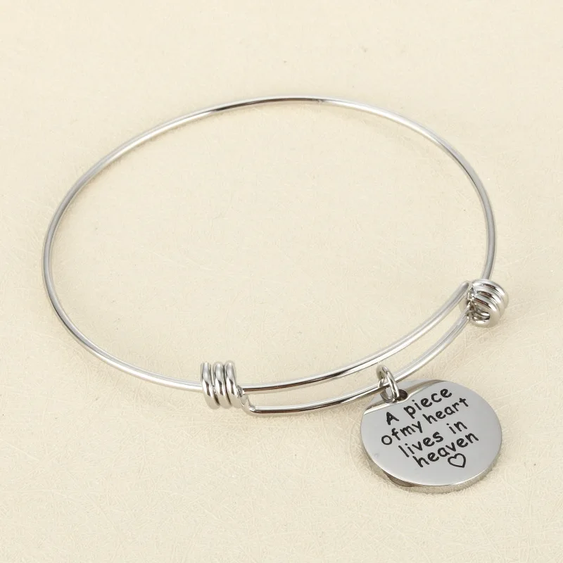 Womens Silver Stainless Steel Message Bracelet Engraved Message ...