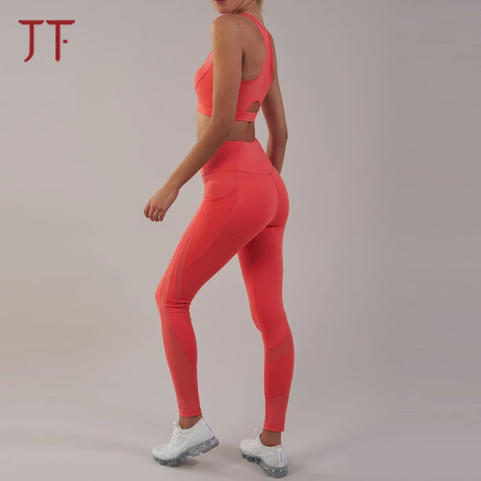 OEM Women Quality Supplex Gym Tight Mesh Sport Yoga Set Leggings