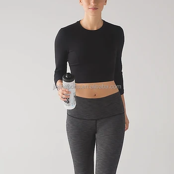 black long sleeve crop top gym