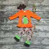 girls pumpkin outfits kids Halloween party clothing girls boutique clothes kids ruffle pant sets with necklace and headband