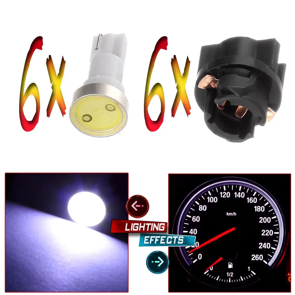 SODIAL 20PCS T5 286 White LED Wedge Car Dashboard Dash Cig Lighter Lamp Bulbs R
