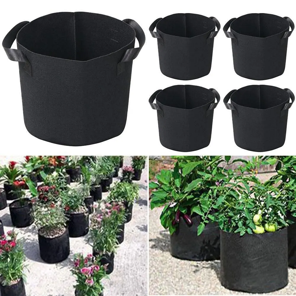 6-Packs 5 Gallon Grow Bags, Eco Friendly Felt Garden Plant Bags With Reach ...