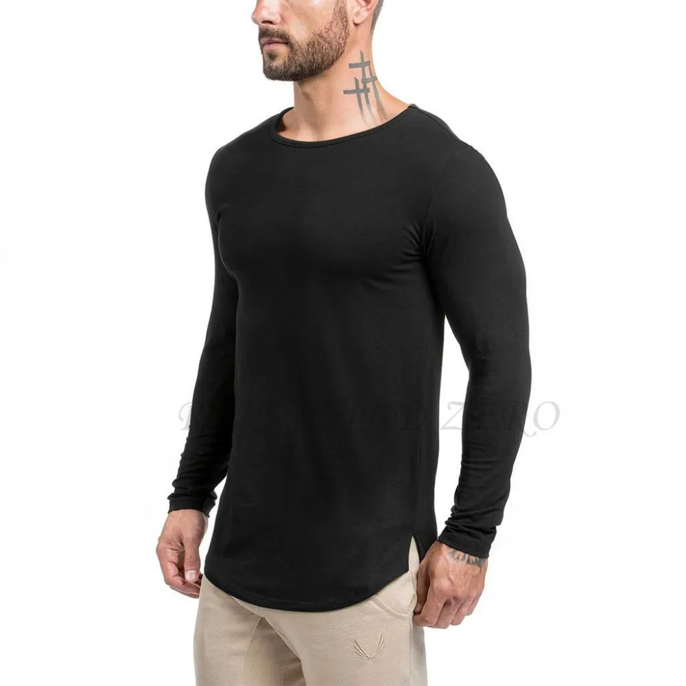 Custom Lifestyle Wear Longline Scooped Hem Plain Tshirt For Men - Buy ...