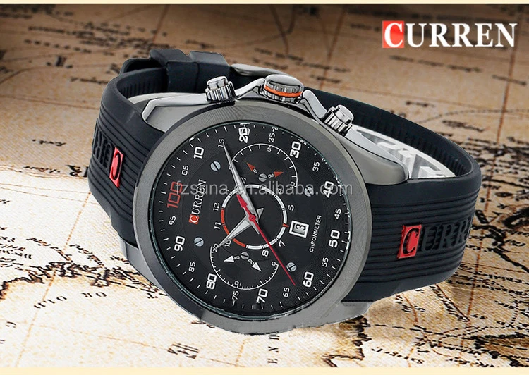 Hot Curren 8166 Men's Fashion Casual Watches French Luxury Brand