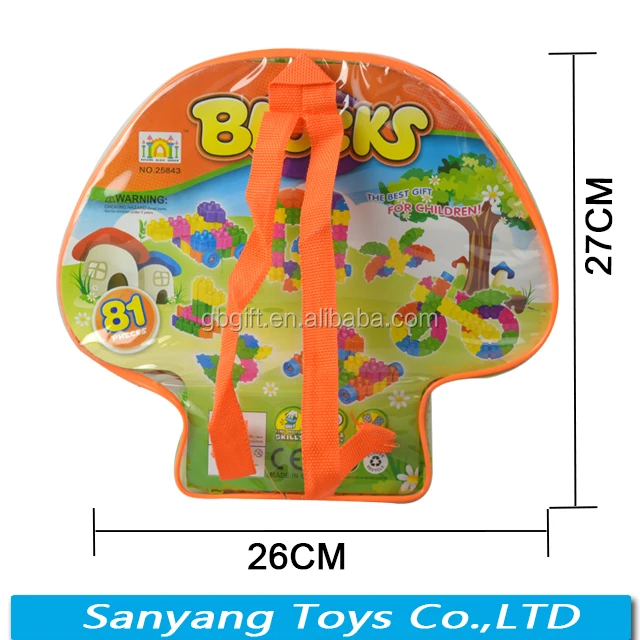 81pcs with backpack package bricks toys factory children plastic building blocks