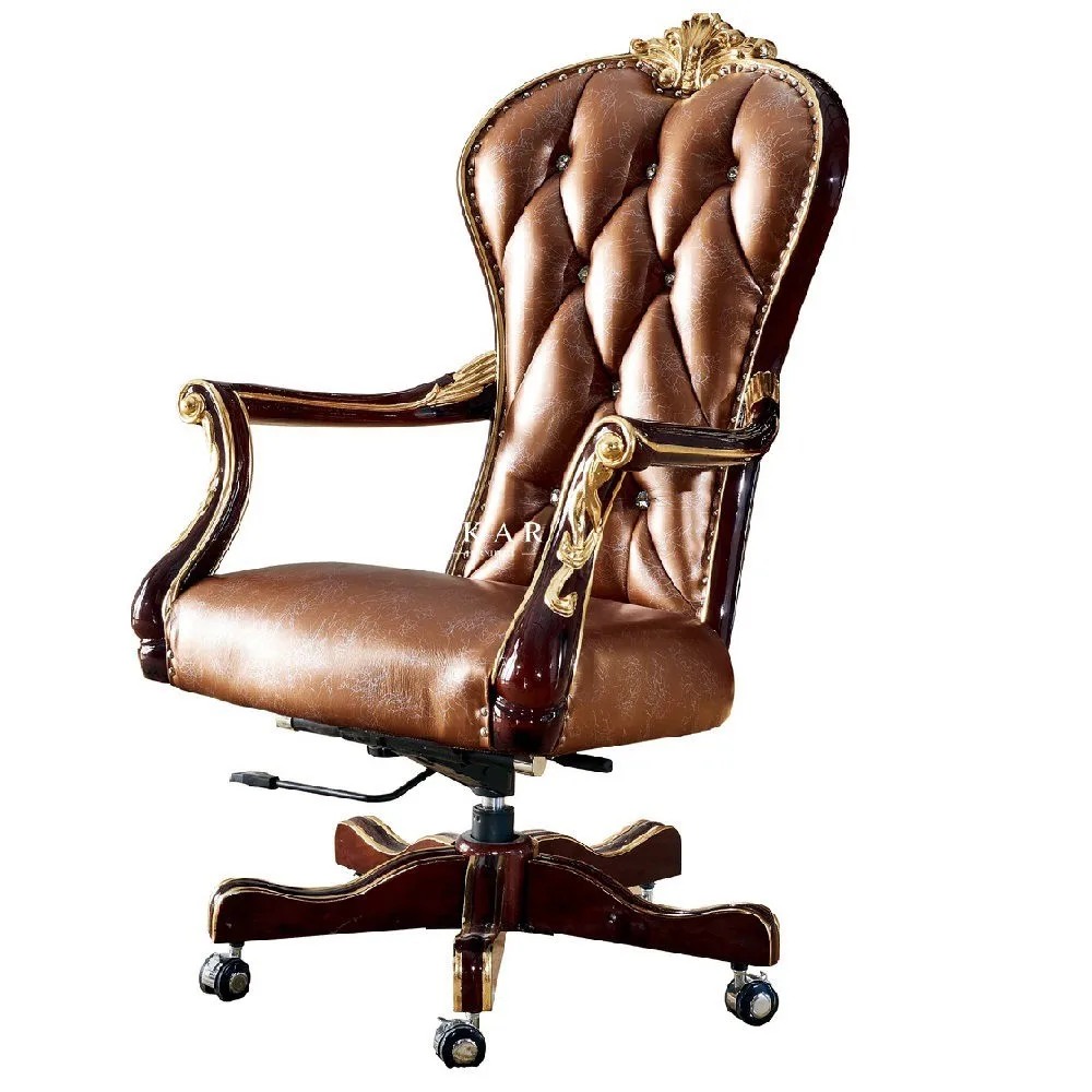 Classical Luxury Antique Leather Wooden Home Office Chair With Wheels Buy Home Office Chair Leather Office Chair Luxury Office Chair Wood Product On Alibaba Com