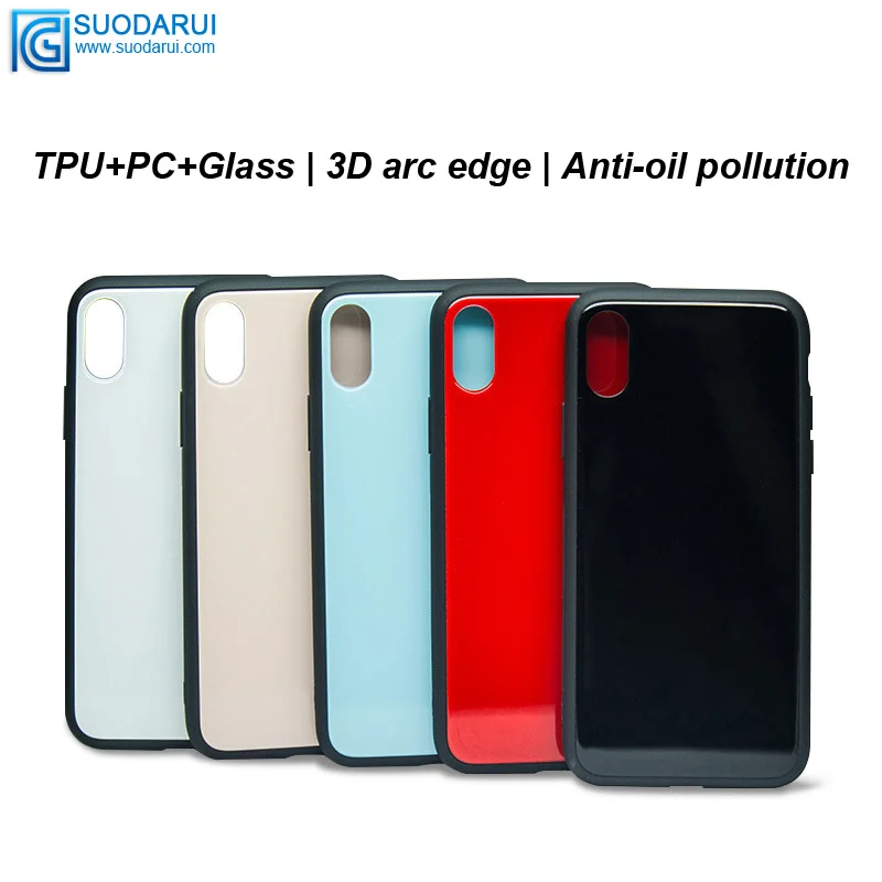 Cell phone Protective Cover For Iphone X / 10 (TPU PC Tempered glass Backplane) combination Case