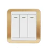 SHARE British Standard white &Gold panel 250vac 16amp push button 3 gang 2 way wall light switch for Saudi Arabia/UK 86*86mm