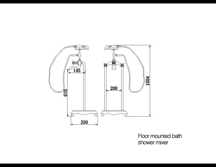 Brass floor mounted bath shower mixer brass chrome plated restoring ancient ways Multi-functional