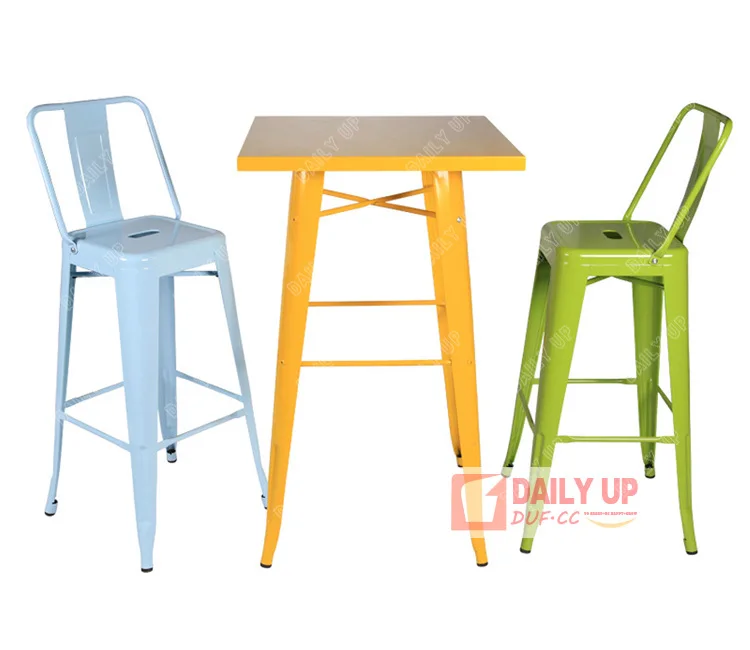 Metal Desk with 2 Chairs Loft Furniture Antique Restaurant Chair Outdoor Steel Frame Chair Stackable