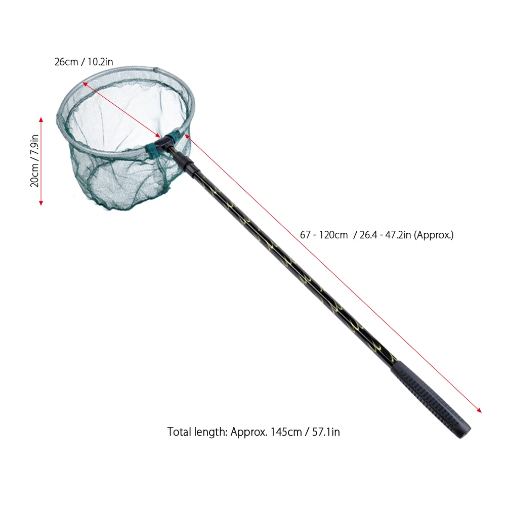 Peche Three Sections Telescopic Aluminum Alloy Hand Net Fishing Tackle