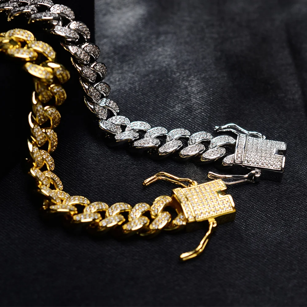 Iced Out Lab Diamond Cz Gold Plated Miami Cuban Curb Link Bracelets ...