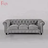 Home Decor 3 Seater Velvet Couch Silver Cheap Sofa Furniture Chesterfield