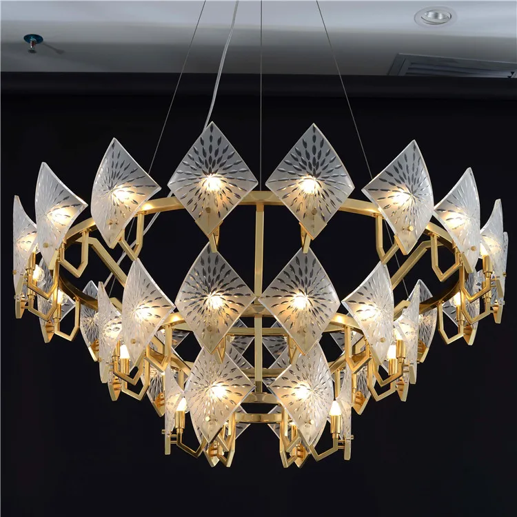 Modern large luxury circular hanging ring lamp K9 crystal chandelier, suitable for hotel decoration