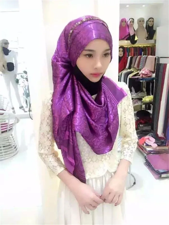 Women Shawl Hijab New Designs Flower Printed Muslim Sacrves Long Tudung 